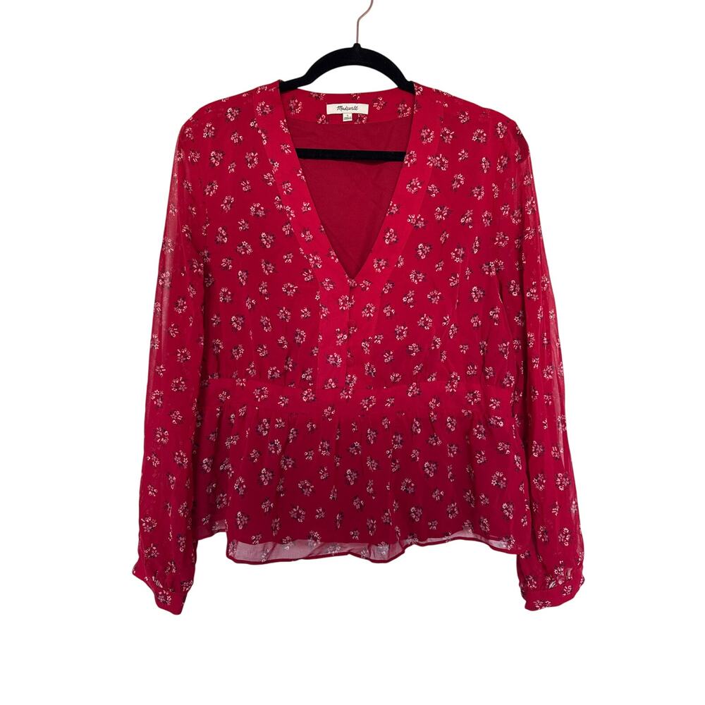 Madewell V-Neck Peplum Top in Little Lilies, L